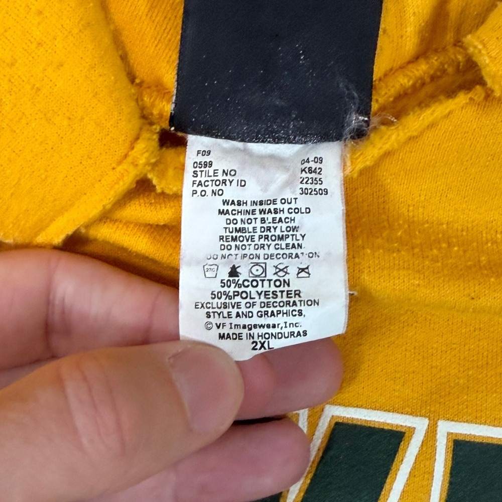 Vintage Green Bay Packers Hoodie Mens 2XL Yellow Sweatshirt NFL Team Apparel - Picture 5 of 8
